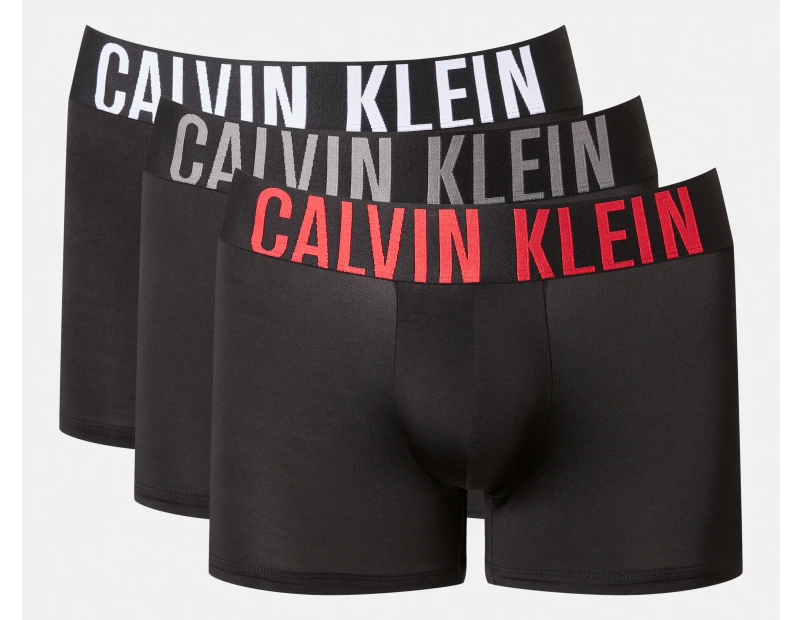 Calvin Klein Men's Intense Power Microfibre Trunks 3-Pack - Black/Grey Sky/Pompeian Red