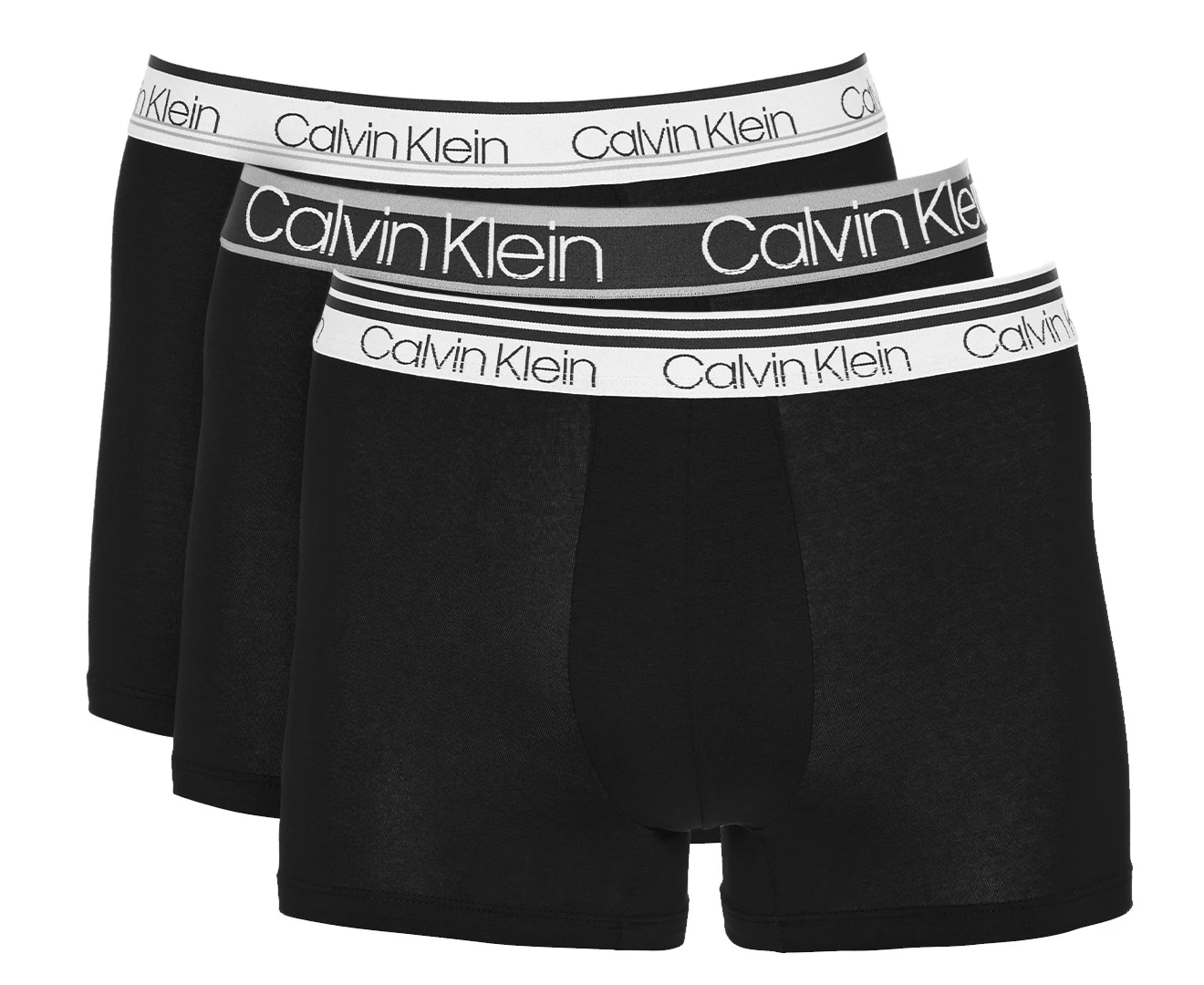 Calvin Klein Men's Variety Waistband Cotton Stretch Trunks 3-Pack - Black