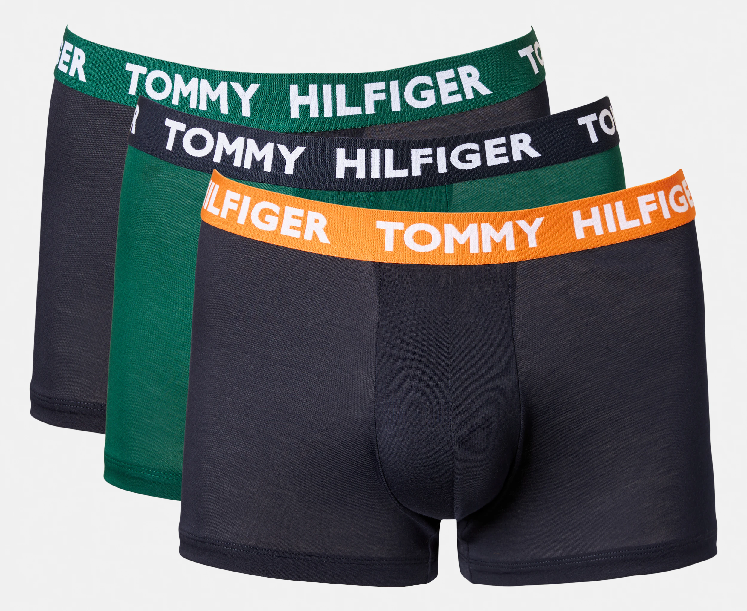 Tommy Hilfiger Men's Statement Flex Trunks 3-Pack - Park Green/Navy/Orange