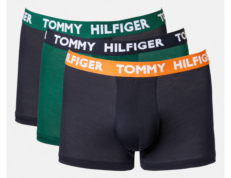 Tommy Hilfiger Men's Statement Flex Trunks 3-Pack - Park Green/Navy/Orange