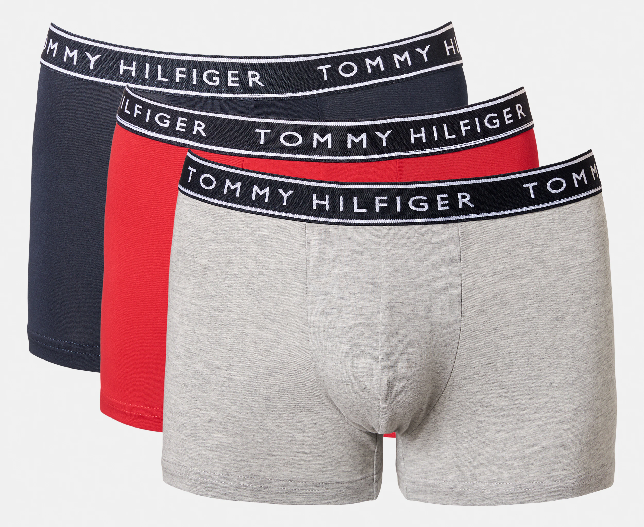 Tommy Hilfiger Men's Cotton Stretch Trunks 3-Pack - Red/Navy/Grey