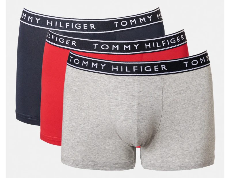 Tommy Hilfiger Men's Cotton Stretch Trunks 3-Pack - Red/Navy/Grey