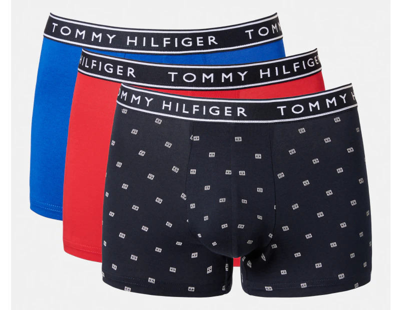 Tommy Hilfiger Men's Cotton Stretch Trunks 3-Pack - Sea Blue/Red/Navy