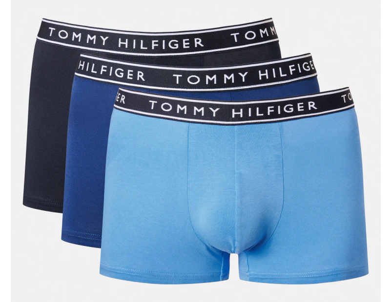 Tommy Hilfiger Men's Cotton Stretch Trunks 3-Pack - Blue Haze/Dark Blue/Navy