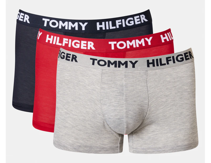 Tommy Hilfiger Men's Statement Flex Trunks 3-Pack - Red/Navy/Grey