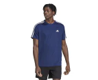 Adidas Men's Train Essentials 3-Stripes Training Tee / T-Shirt / Tshirt - Dark Blue/White