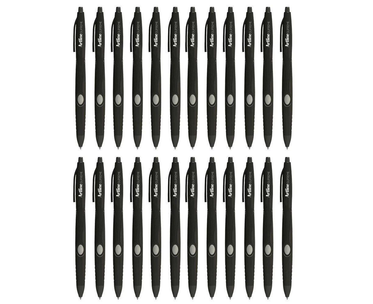 24pc Artline Supreme 1.0mm Ball Point Pen Writing School Ballpoint Pens Black