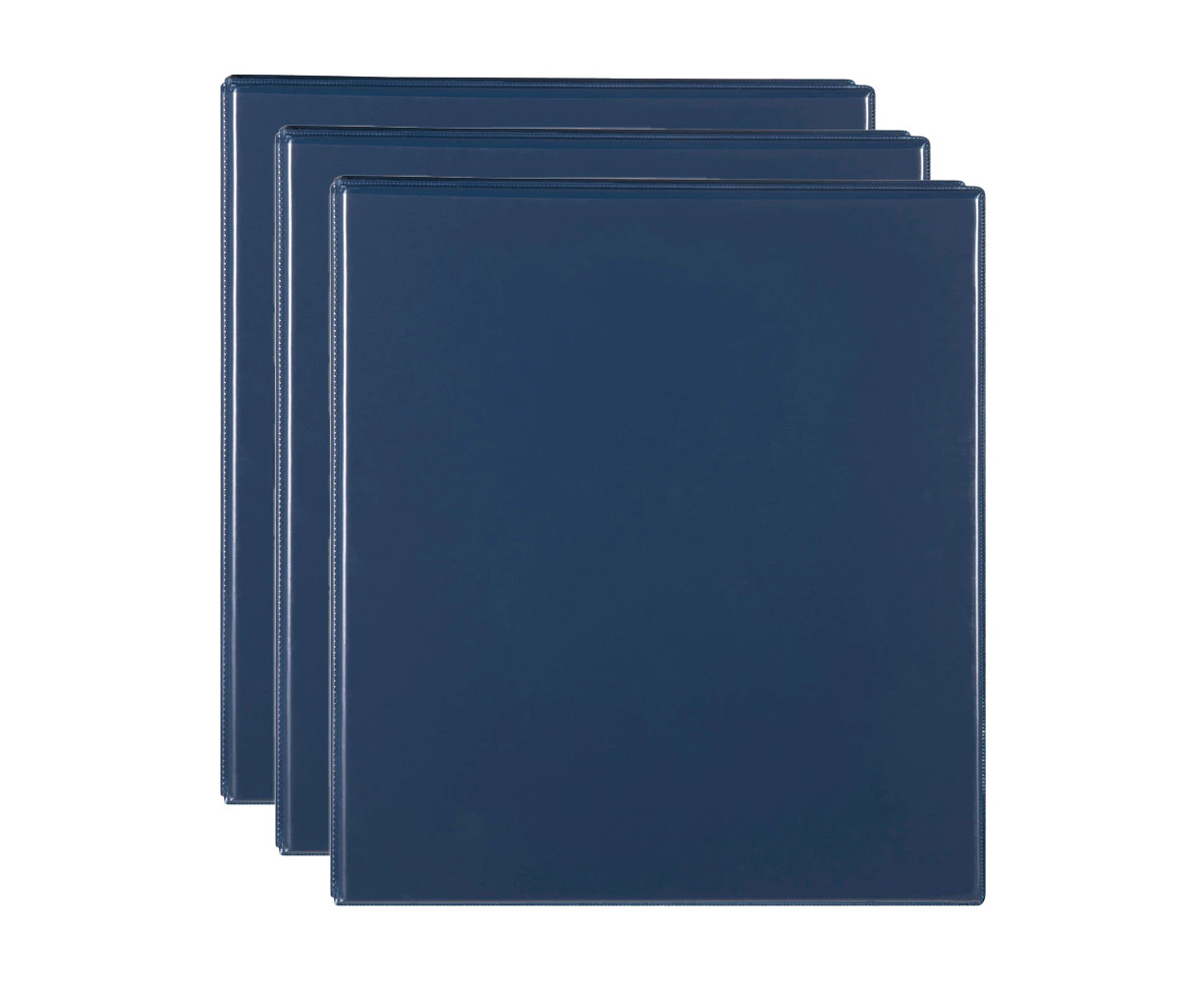 3x Marbig Clearview 4 D-Ring Insert Binder A4 File 38mm Document Organiser Blue