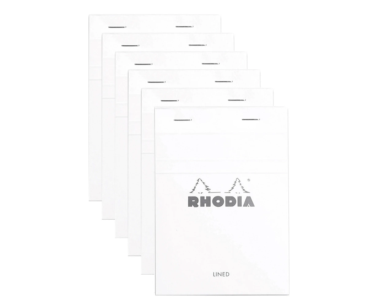 6x Rhodia No13 Top Stapled A6 Notepad Office Stationery Note Pad Ruled White