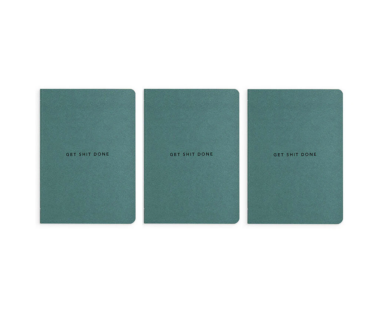 3x MiGoals Get Sh*t Done Soft Cover A6 Notebook Stationery Minimal Teal GRN