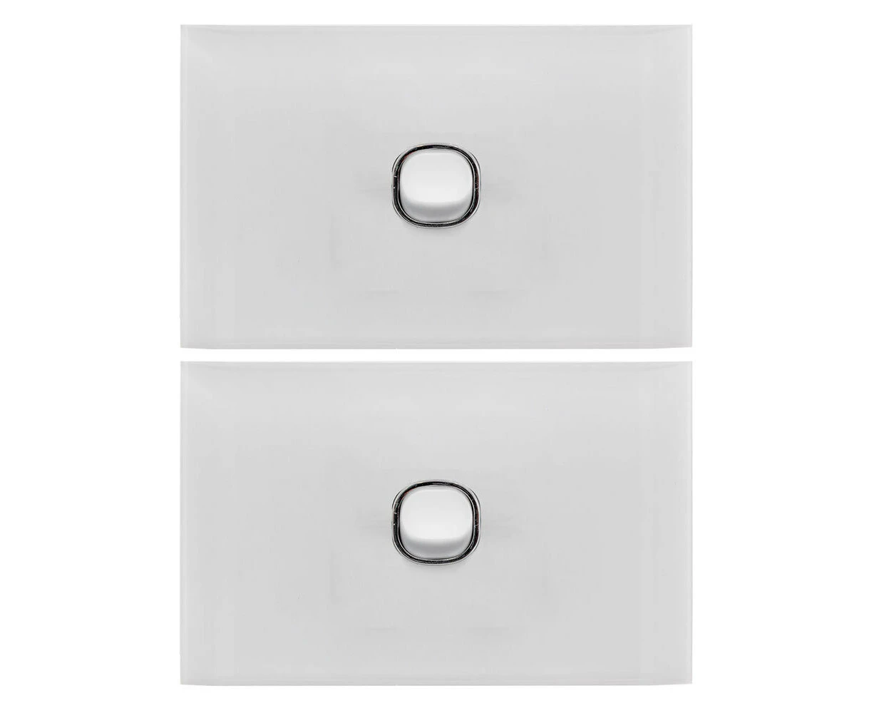 2PK Doss ASW1 115mm Acrylic Wall Plate 1 Gang Light Power Switch 2 Way On/Off WH