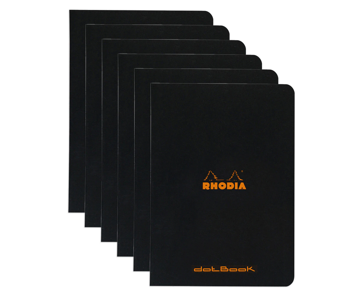 6x Rhodia A5 Cahier Notebook Office Stationery Writing Note Book Dot Grid Black