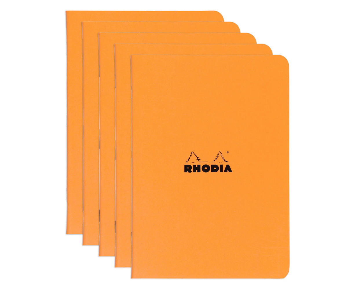 5x Rhodia A4 Cahier Notebook Office Stationery Writing Note Book Ruled Orange