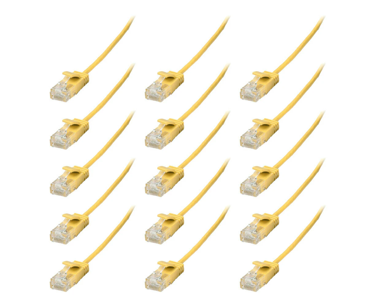 15x Connect Cable Ultra Slim Male CAT6 Network Ethernet Cable Connector 2m YLLW