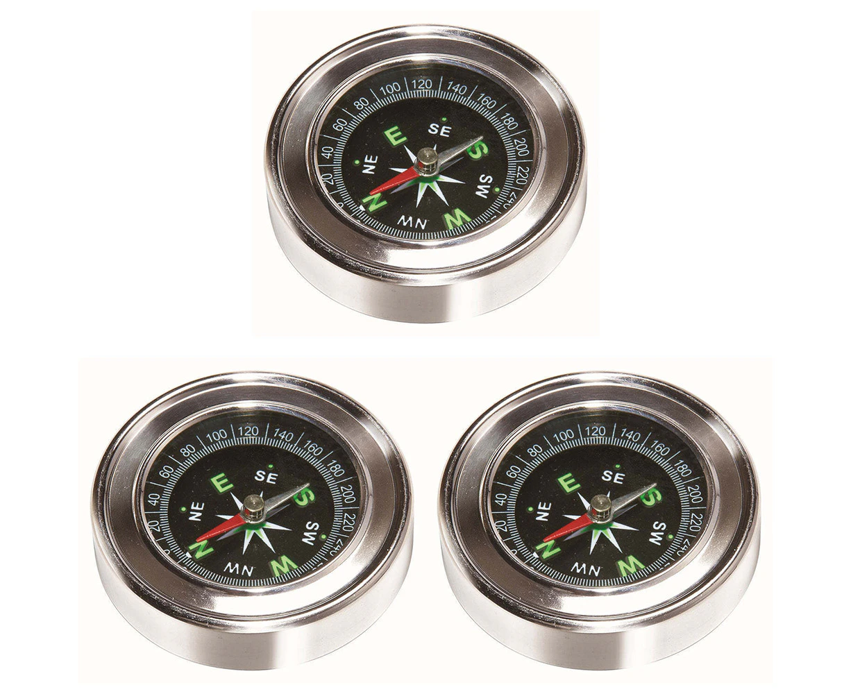 3x Heebie Jeebies Stainless Steel Pocket 2.5'' Outdoor Travel Navigation Compass