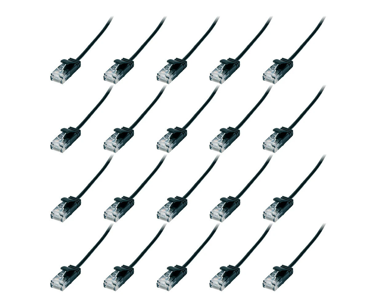 20x Connect Cable Ultra Slim Male CAT6 Network Ethernet Cable Connector 1m Black