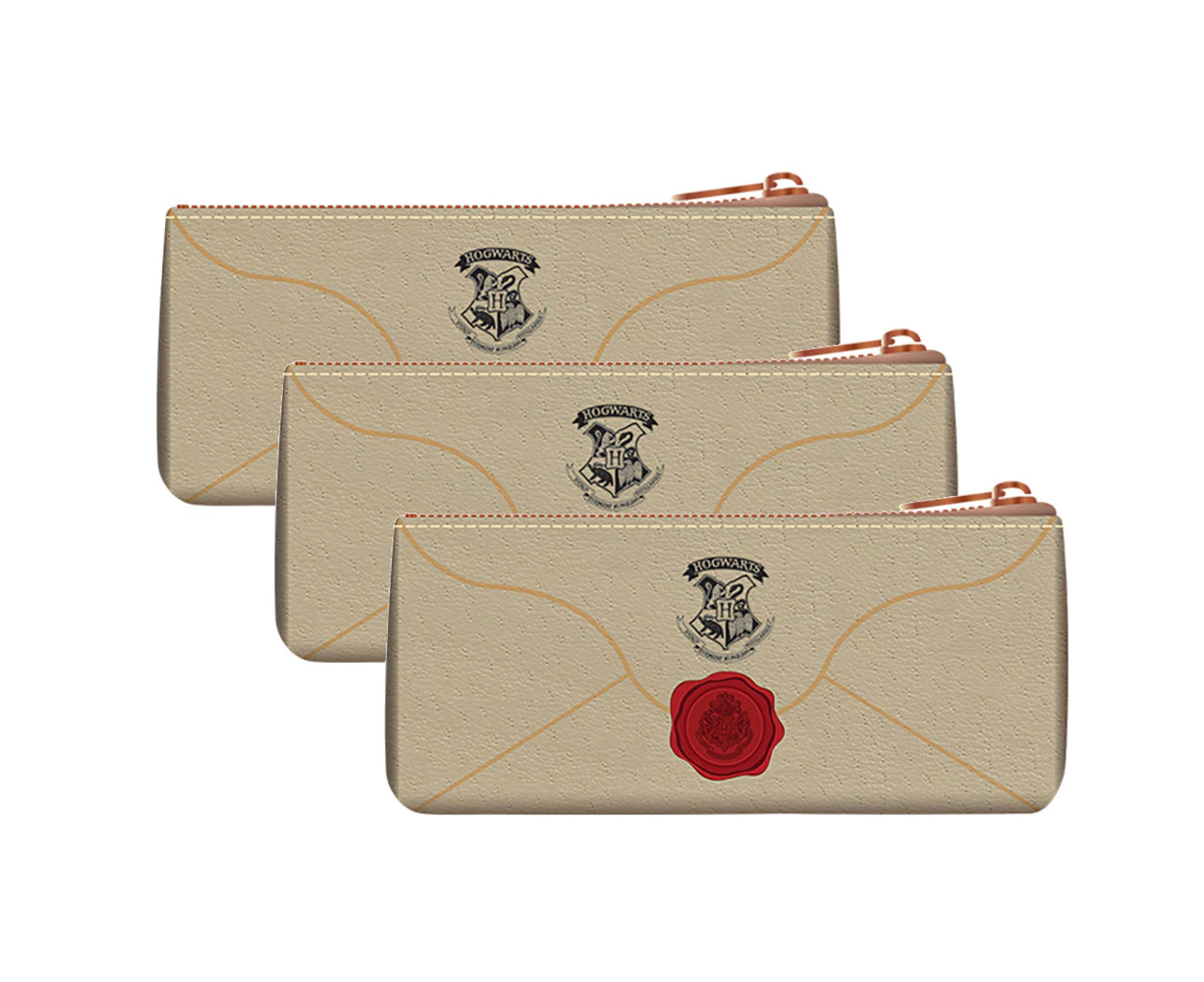 3x Wizarding World Harry Potter Letter to Hogwarts Themed Pencil/Stationary Case