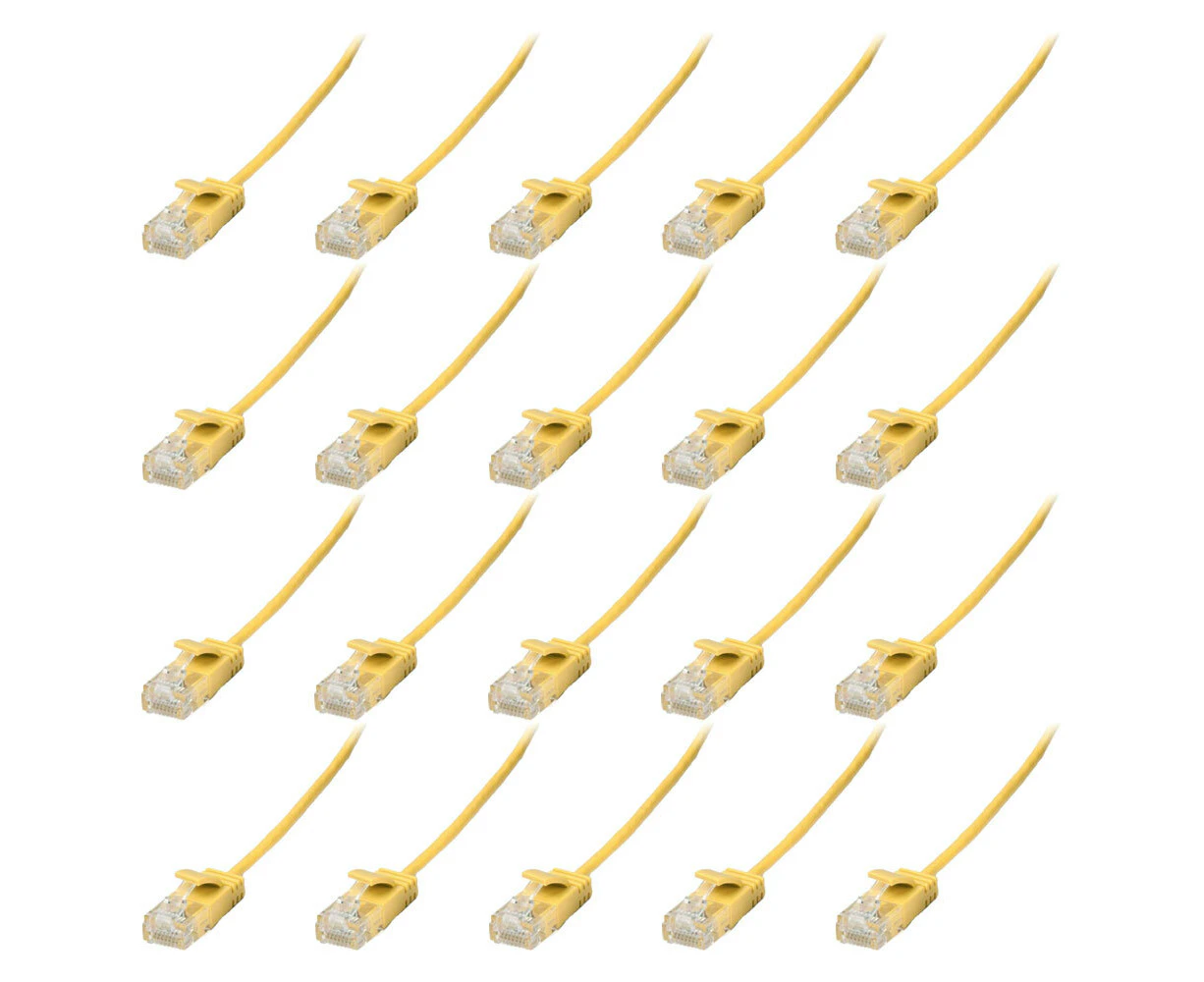 20x Connect Cable Ultra Slim Male CAT6 Network Ethernet Cable Connector 1m YLLW