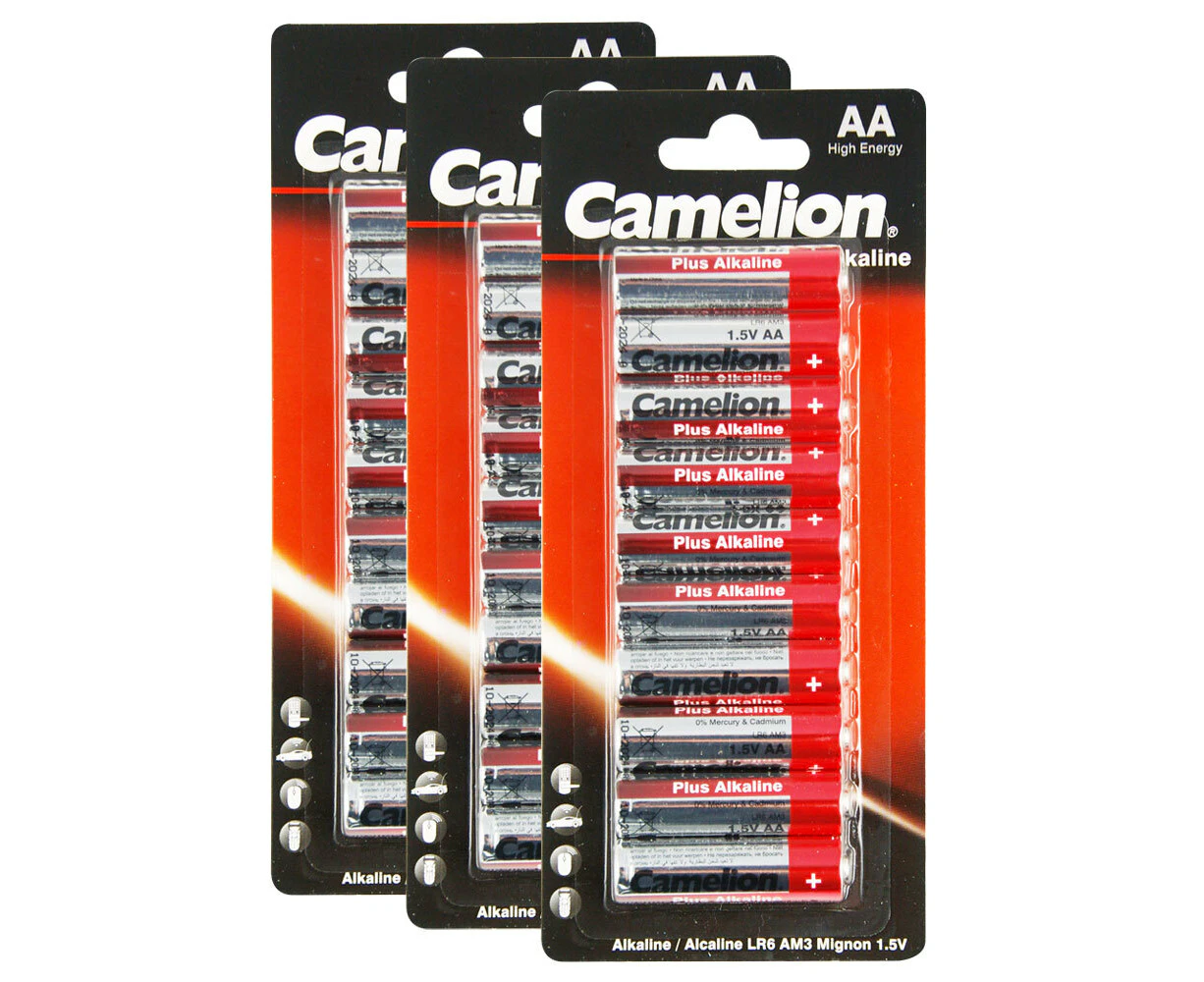 3x 10pc Camelion Alkaline AA LR6 Battery AM3 Mignon 1.5V Cylindrical Batteries