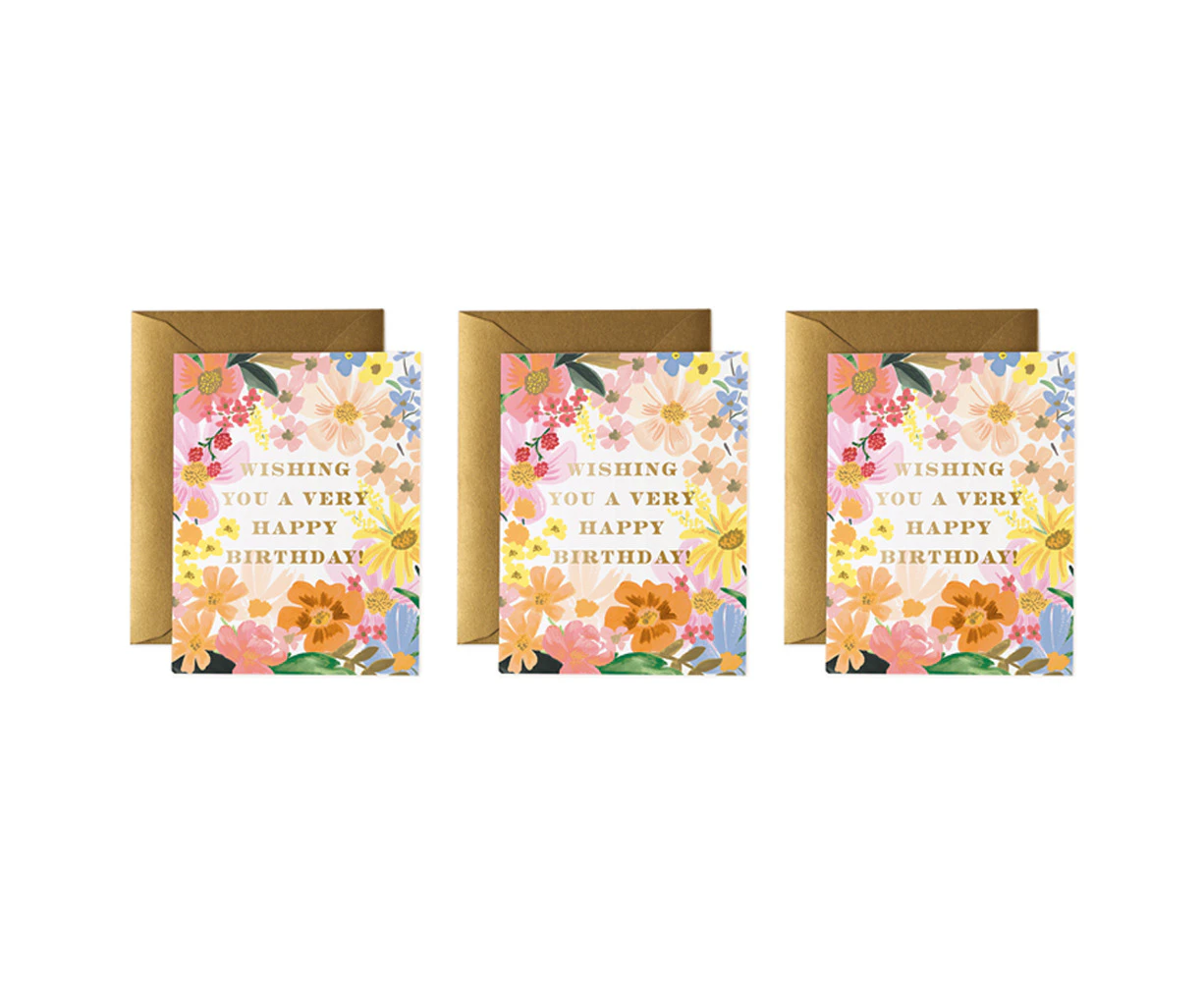 3x Rifle Paper Co 14cm Blank Single Greeting Card w/Envelope Marguerite Birthday