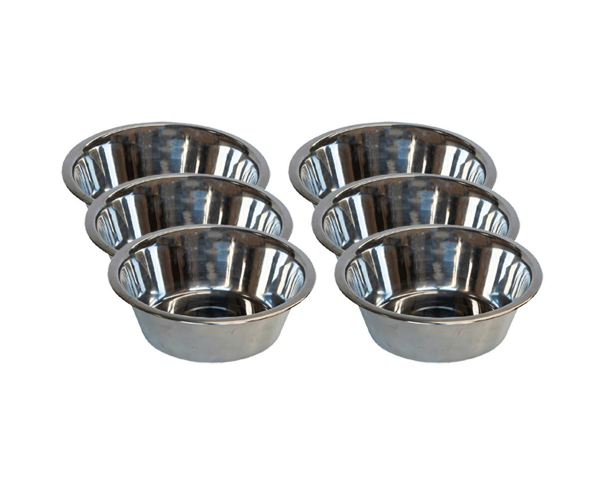 6x Superior Pet Essentials Economy Food-Grade Stainless Steel Dog Bowl 1.9L