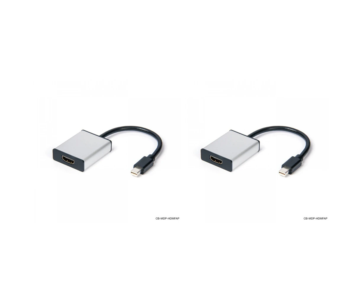 2x Connect Cable Male Mini DisplayPort to Female HDMI Adapter Cable 15cm Silver