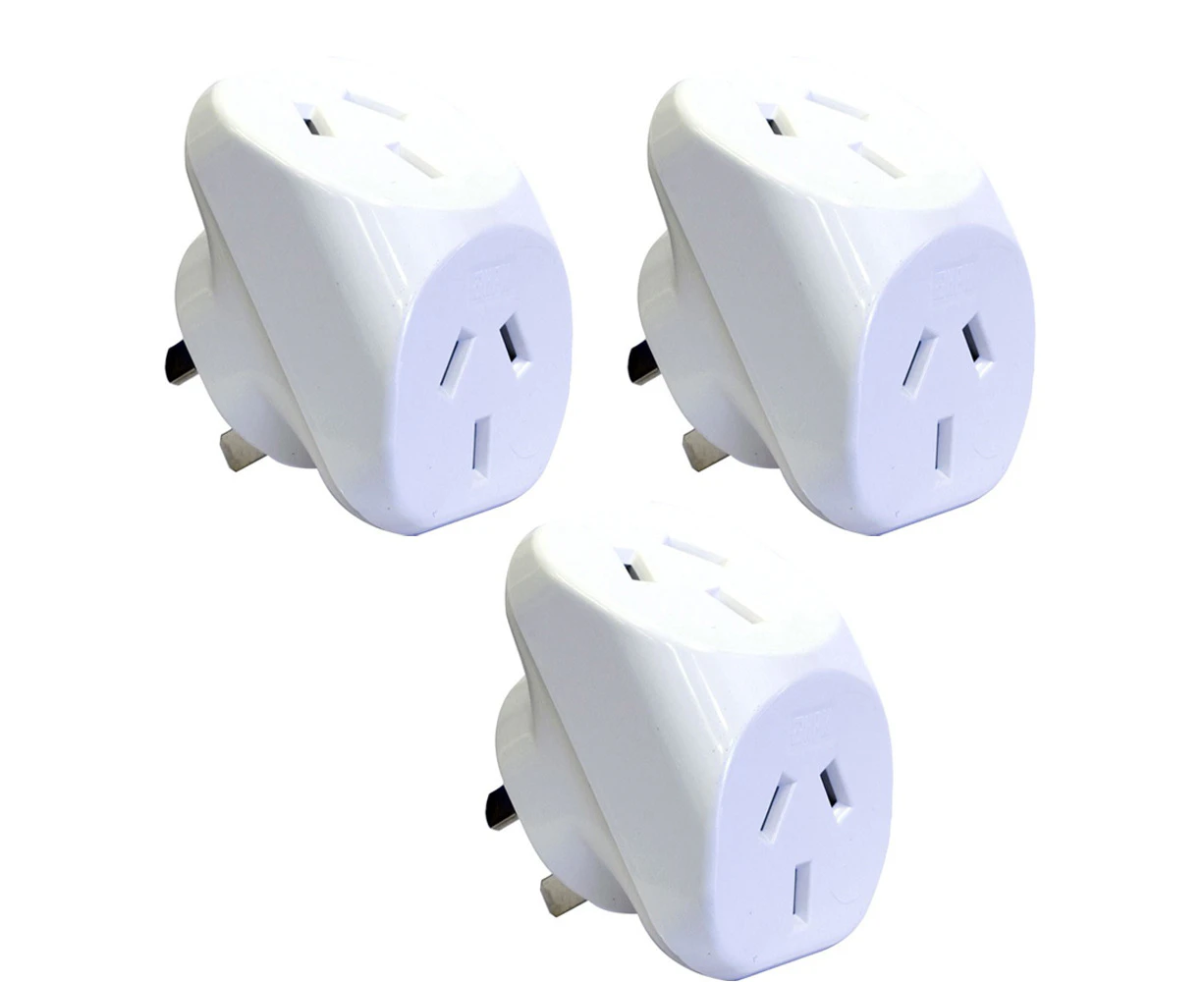 3x HPM 10A Mains Power Double Adaptor Twin Adapter Triangular Wall Plug White