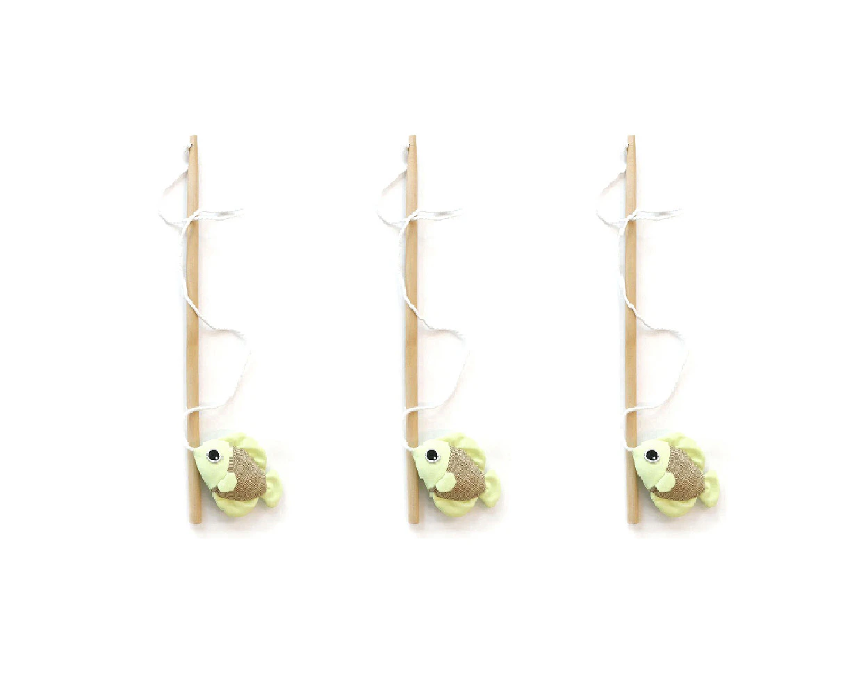 3x M-Pets 35cm Fish Cat/Kitten Pet Wand Interactive Hunting Exercise Toy Rod