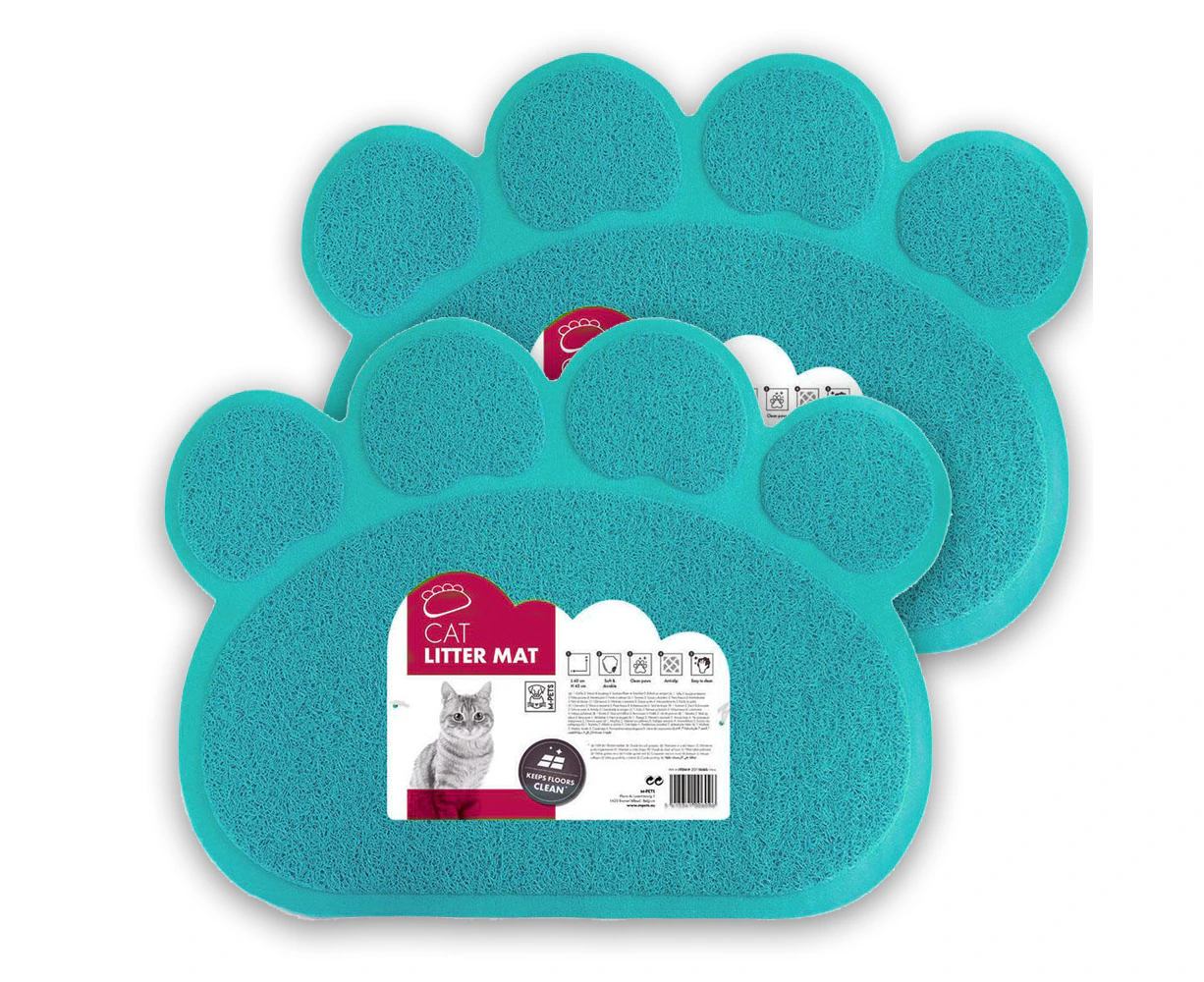 2x M-Pets 60cm Paw Cat Litter Mat Pet Trapping Rug/Anti-Slip Trapper Pad