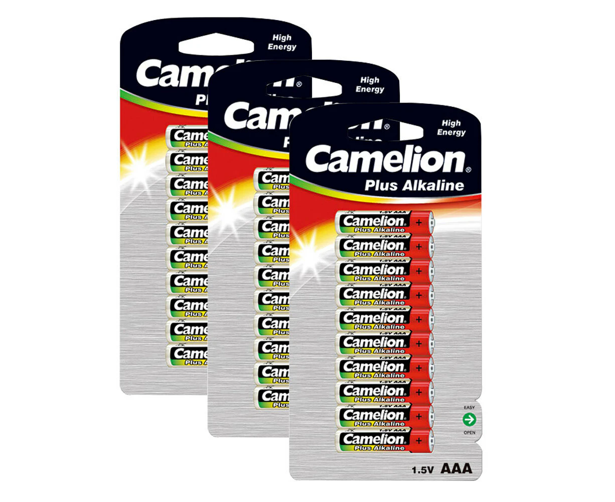 3x 10pc Camelion Plus Alkaline AAA LR03 1.5V Battery Power Cylindrical Batteries