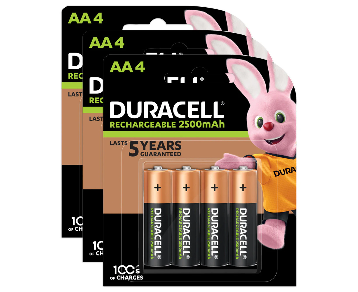 3x 4pc Duracell Rechargeable AA Ion Battery Pack Ni-MH 900mAh Reusable Batteries