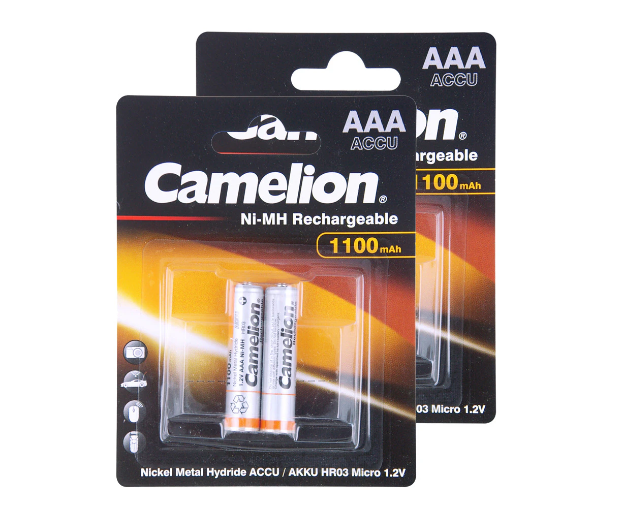 2x 2pc Camelion Ni-MH AAA 1.2V Battery 1100mAh Rechargeable HR03 Micro Batteries