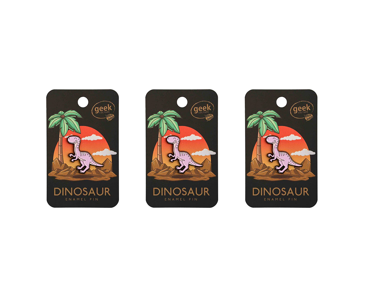 3x Geek Culture Dinosaur Enamel Pin Button Badge/Brooch Jewellery Velociraptor