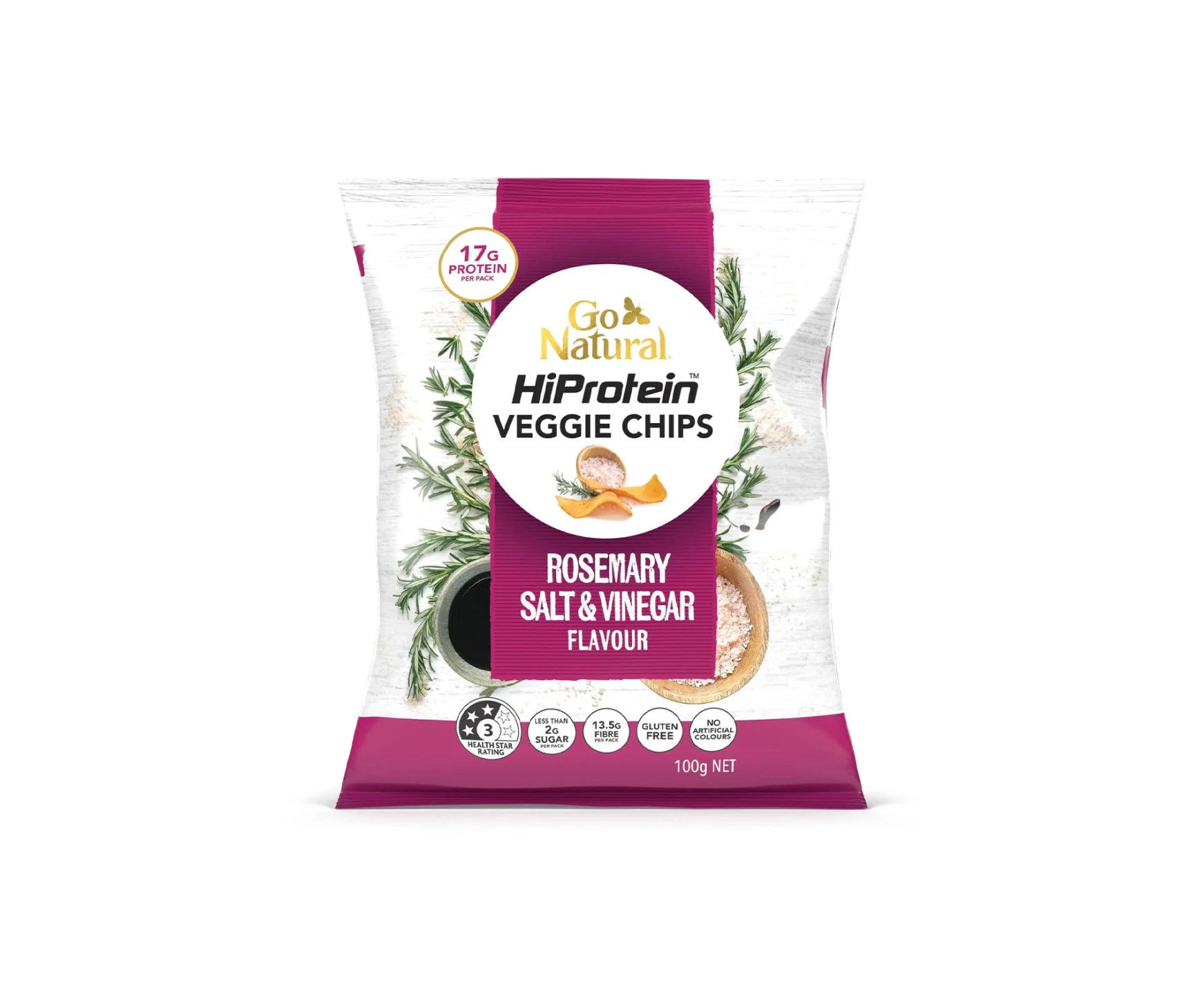 Go Natural Hiprotein Veggie Chips Rosmary Salt & Vinegar Flavour 100g x 5