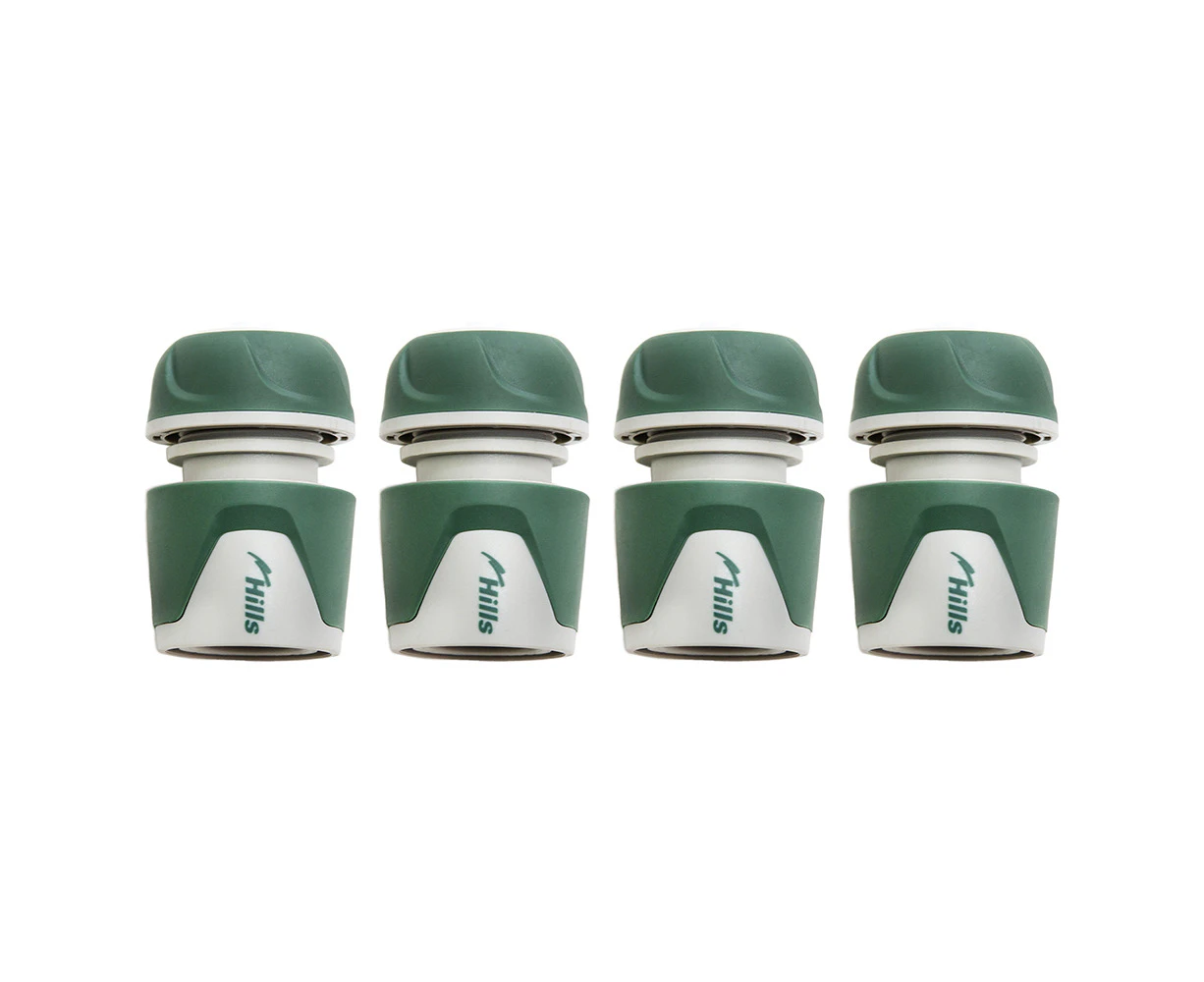 4x Hills Hose Tap Adaptor Quick Connection Fitting 12mm With Soft Grip Green/GRY