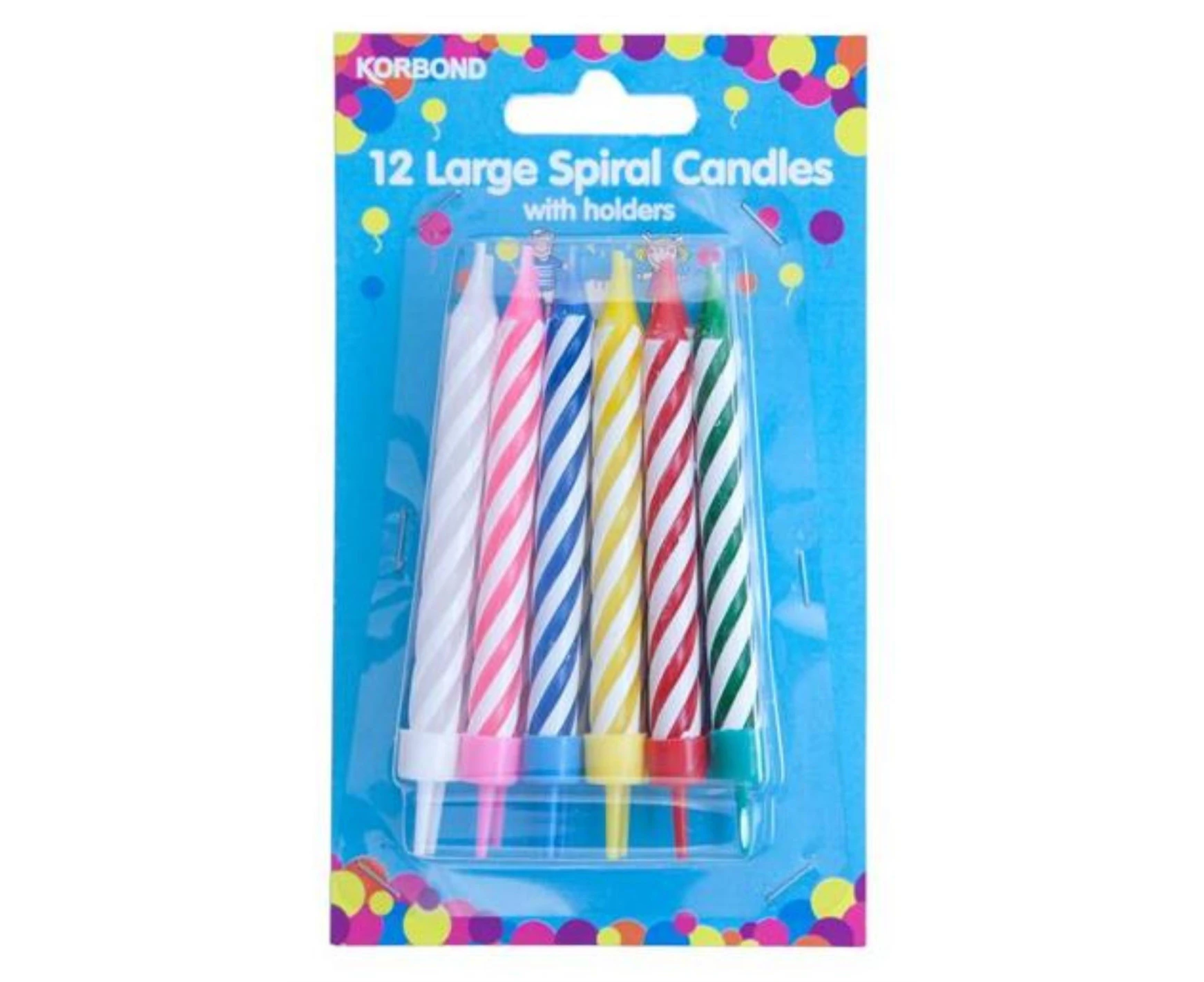 Korbond Large Spiral Candle With Holders 12 Pack x 6