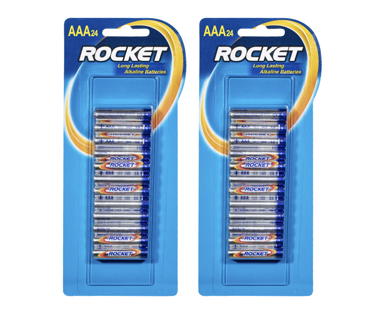 2x 24pc Rocket AAA 1.5V Multi-Purpose Long Lasting Alkaline Battery/Batteries