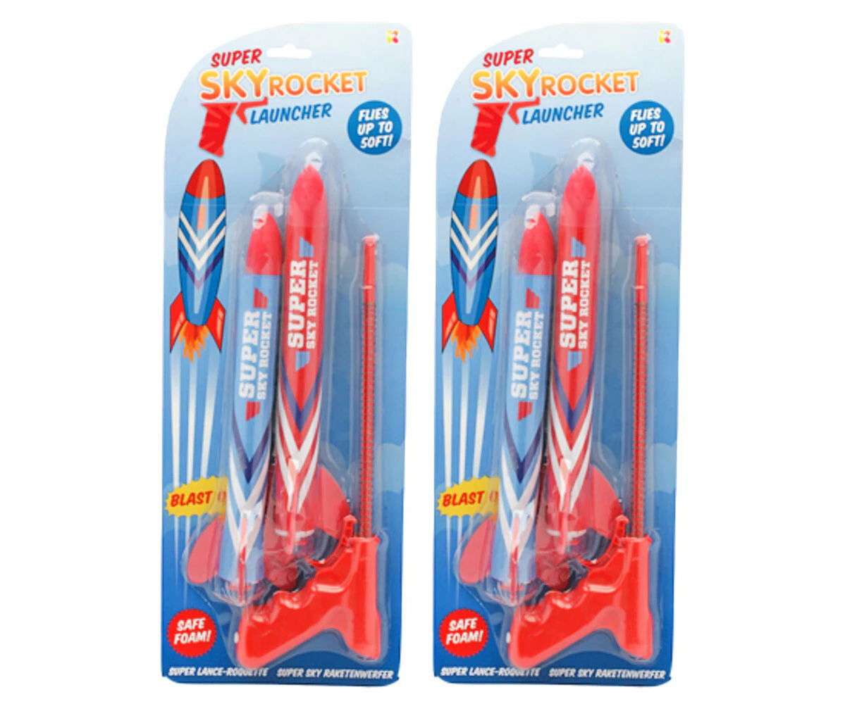 2PK Keycraft Super Sky Rocket Launcher 46cm Kids/Children Outdoor Toy Red/Blue