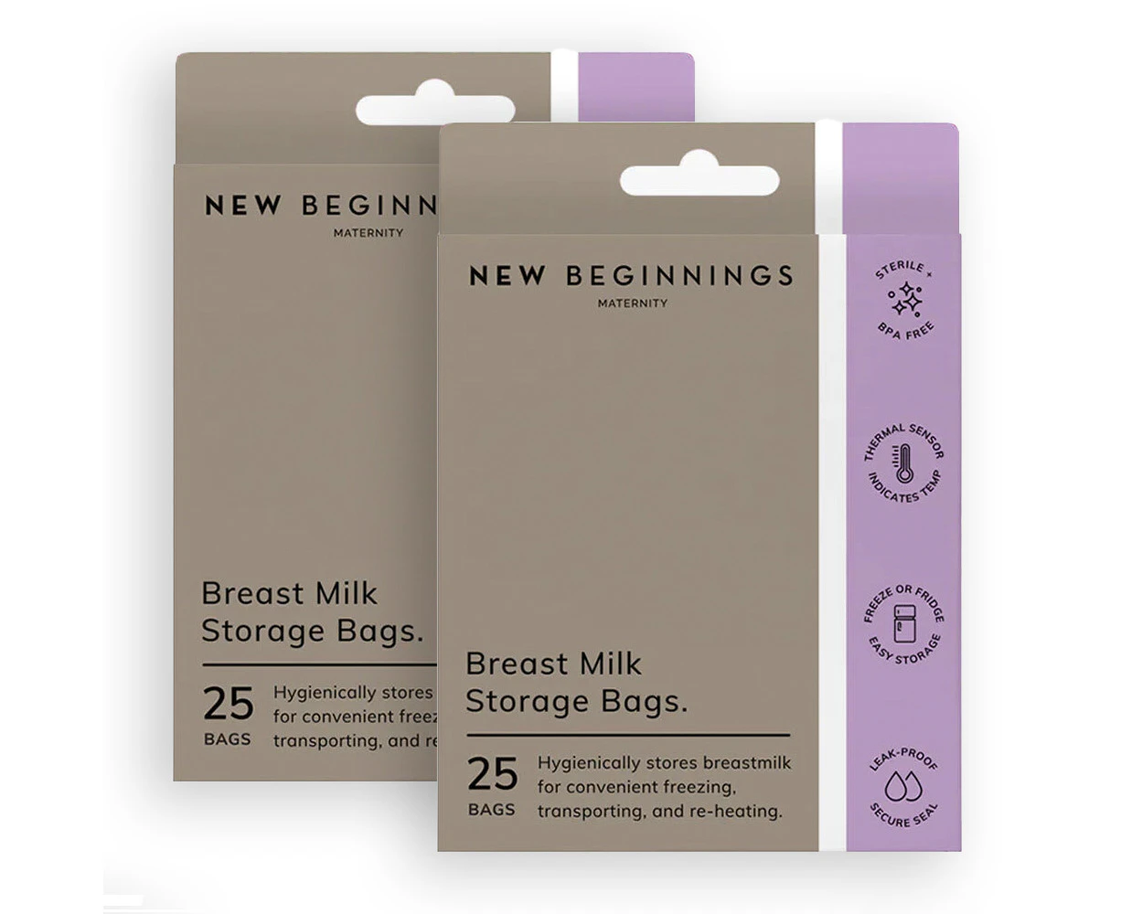 50x New Beginnings Maternity 200ml Breast Milk Storage Zip Bags Container Clear