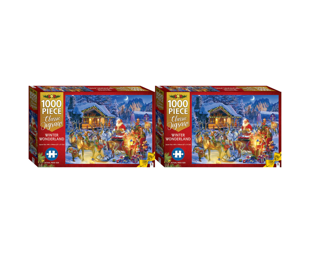 2x 1000pc Mindbogglers Winter Wonderland Jigsaw Family Fun Puzzle Game 50x70cm