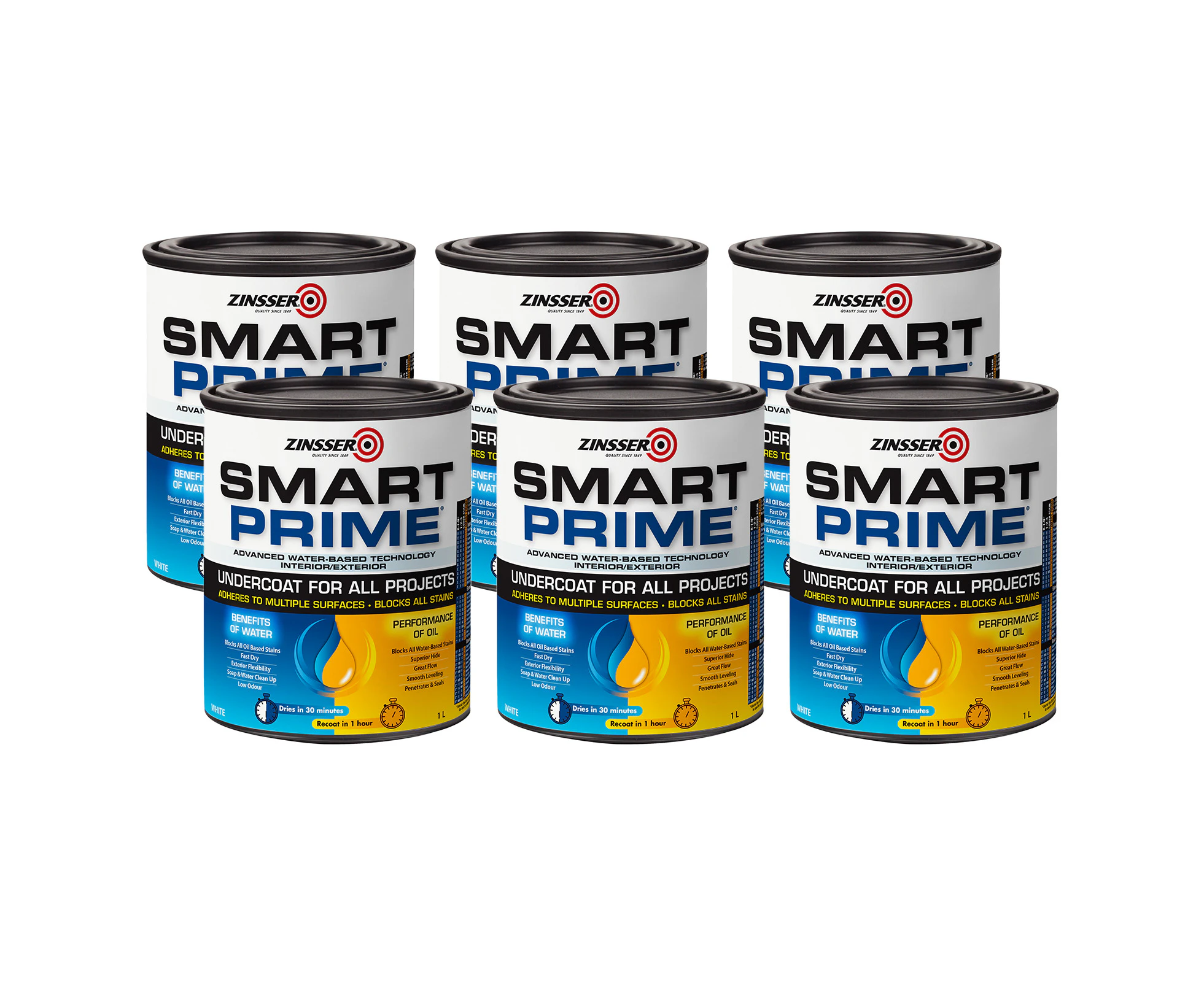 Bundle Zinsser Smart Prime Undercoat White 1L x 6