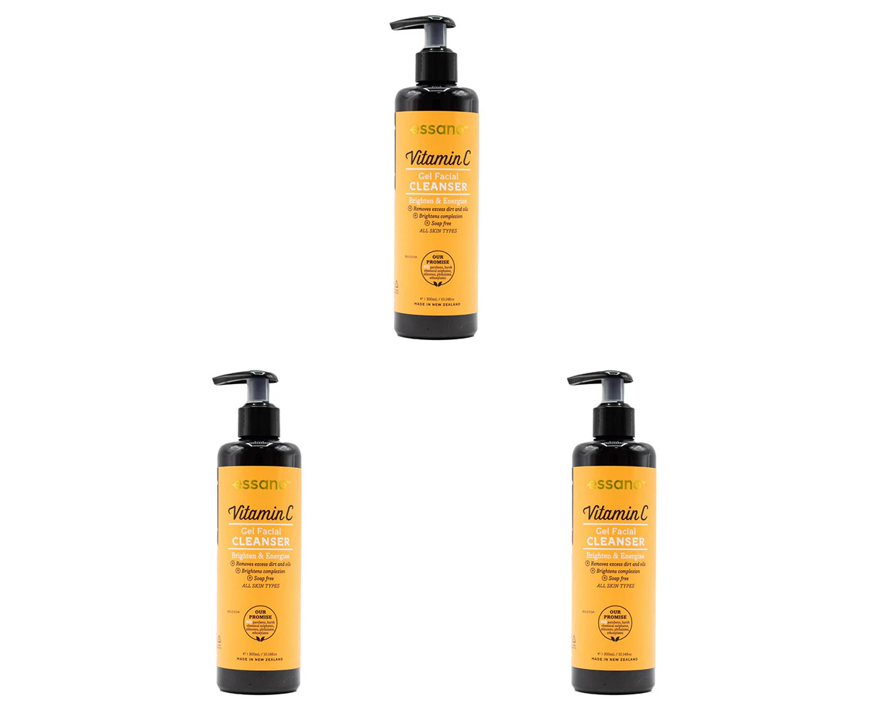 3x Essano Gel Facial Cleanser Vitamin C Brighten & Energise Facial Care 300ml