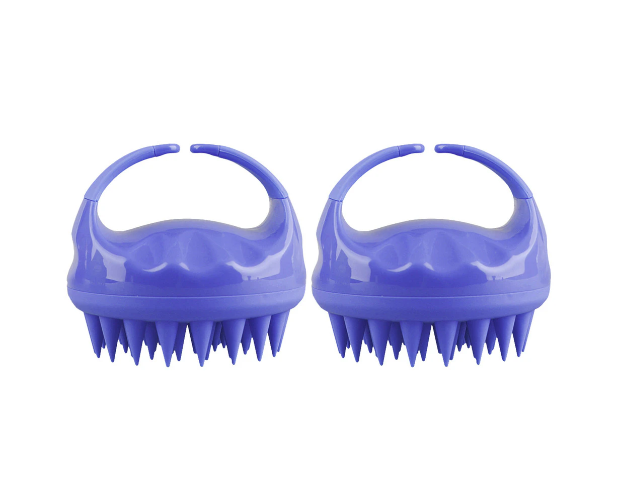 2x Liven Zen Scalp Care Silicone Cleansing Hair Massager Shower Brush Purple