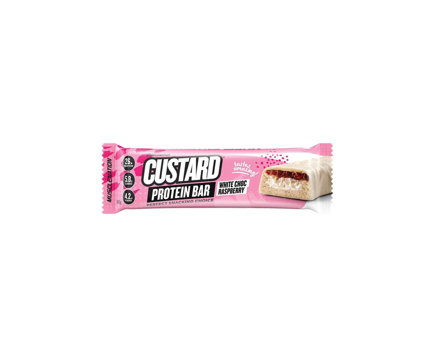 Muscle Nation Custard Bar With Chocolate Raspberry 60g x 12