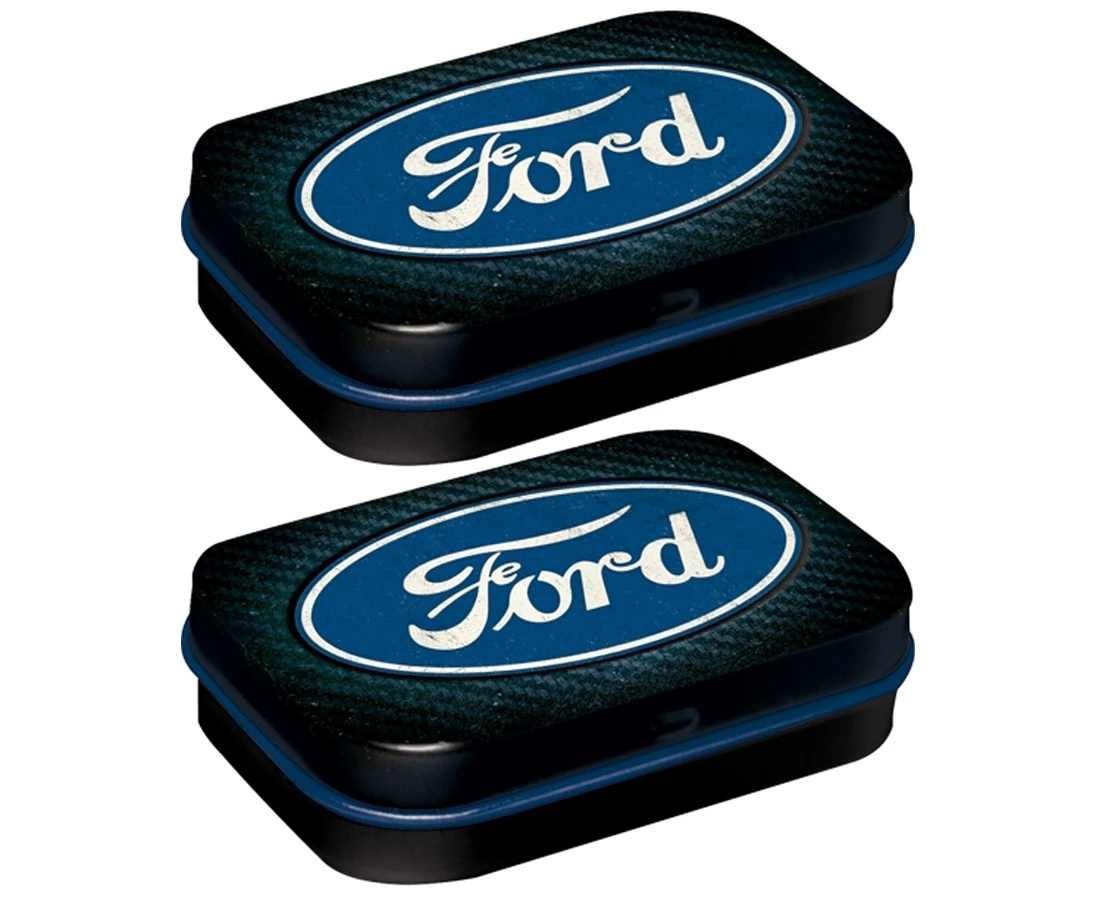 2x Nostalgic Art 6cm Metal Tin Mint Box Ford Blue Shine Fresh Breath Hard Candy