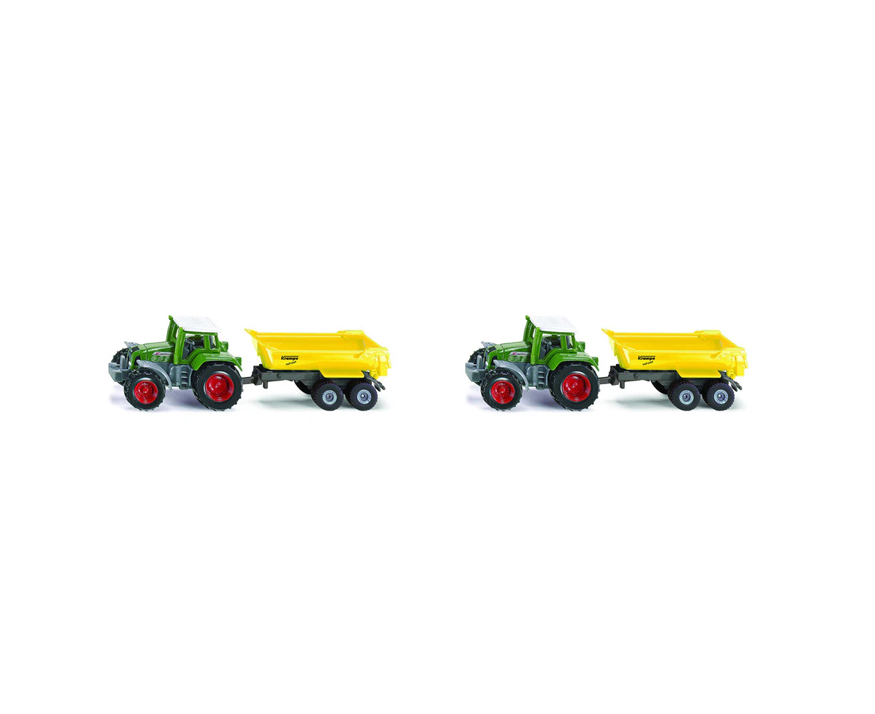 2x Siku 1605 Fendt Tractor w/ Krampe Tipping Trailer Diecast 160mm Kids Toy 3y+