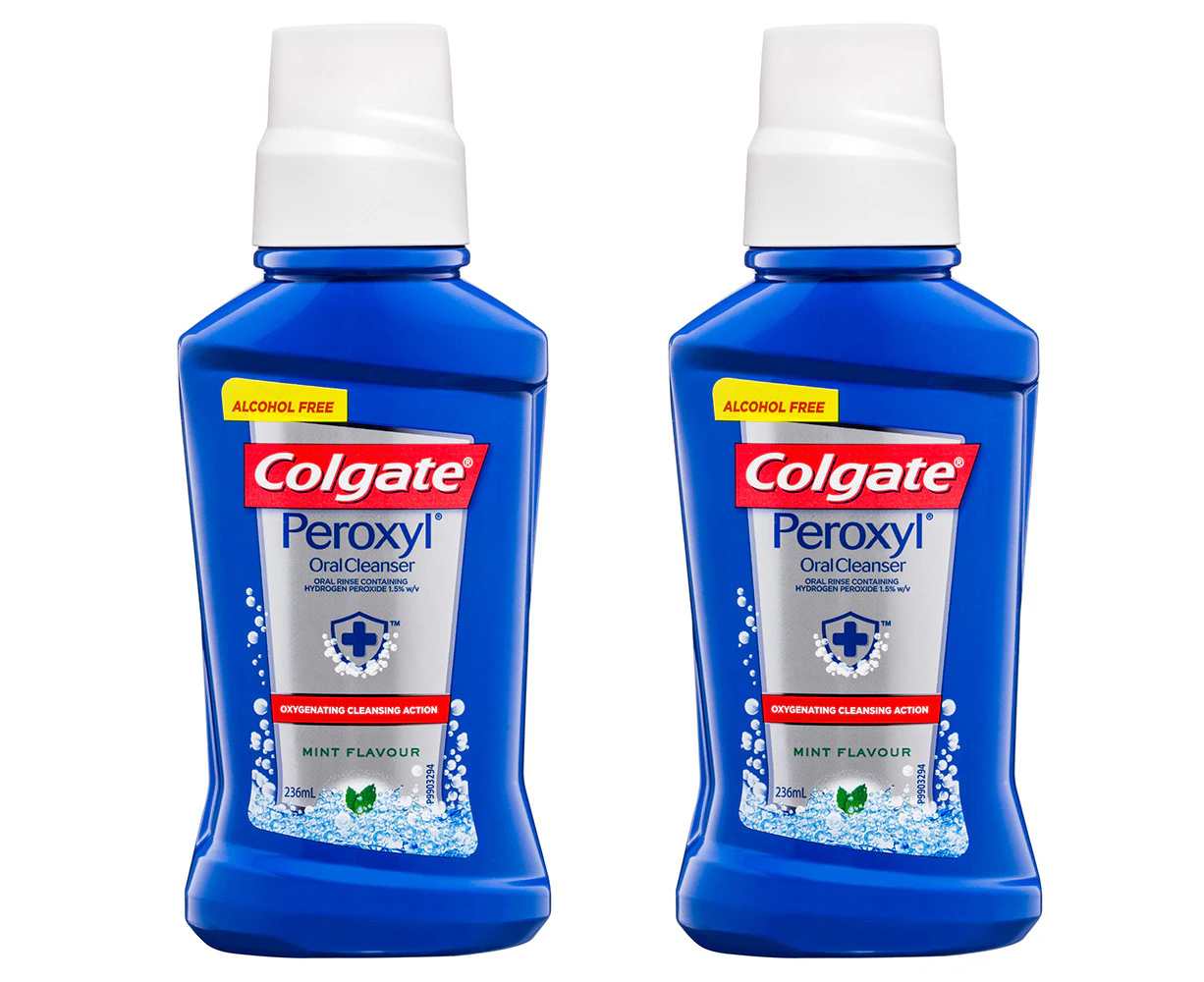 2x Colgate 236ml Alcohol Free Peroxyl Rinse Mouthwash/Mouth Wash Oral Care