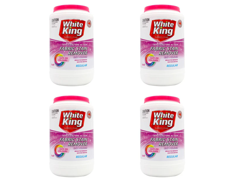 4x White King Fabric Stain Remover Oxy Powder Safe On Colours Effective 1kg