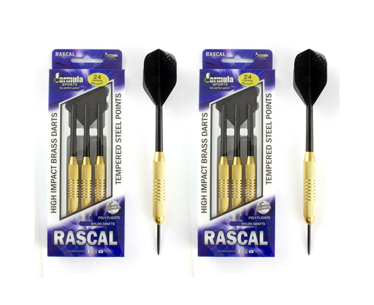 24pc Formula Sports Rascal 24g Brass Barrel Darts Tempered Steel Tip Shaft