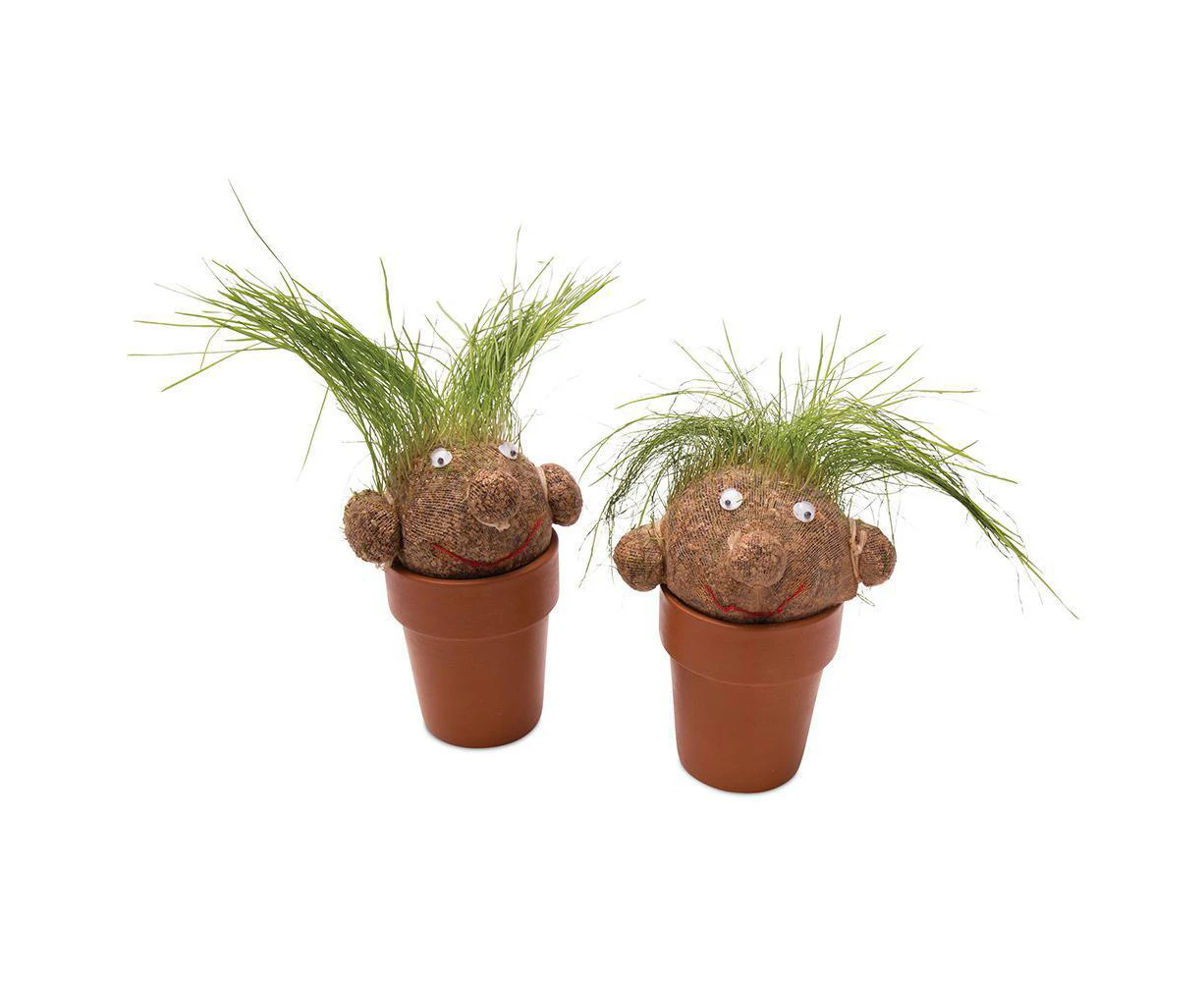 2x Mrs Green Pot Head Children Grass Growing Plant Doll Planter Fun Activity